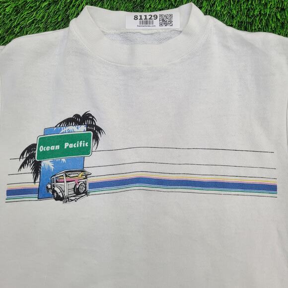 Vintage Ocean-Pacific Vest Sweatshirt Women Large 21x22 Crop - Picture 10 of 12